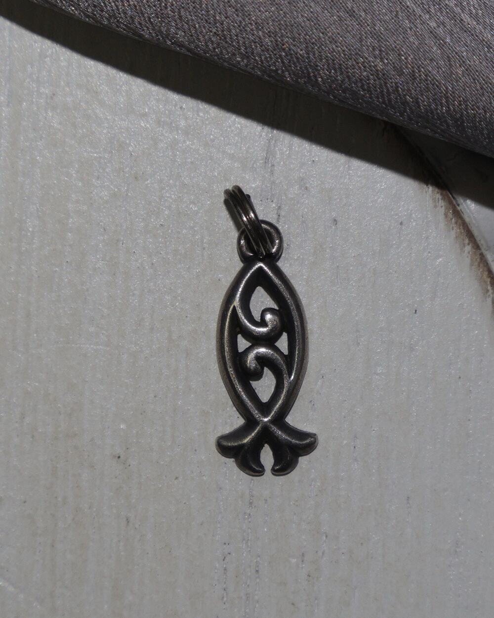 Retired James Avery 925 Scrolled Ichthus Fish Charm 1.28G / 0.9in